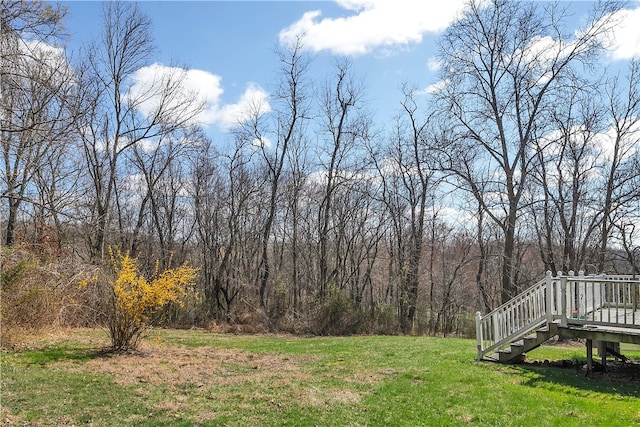 view of yard with a deck