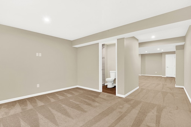 basement with carpet