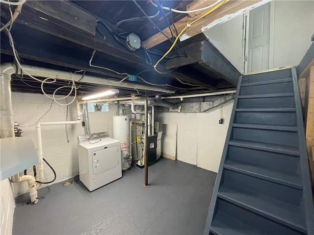 basement featuring water heater