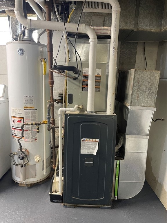 utility room with water heater