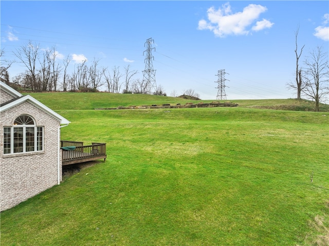 view of yard featuring a deck