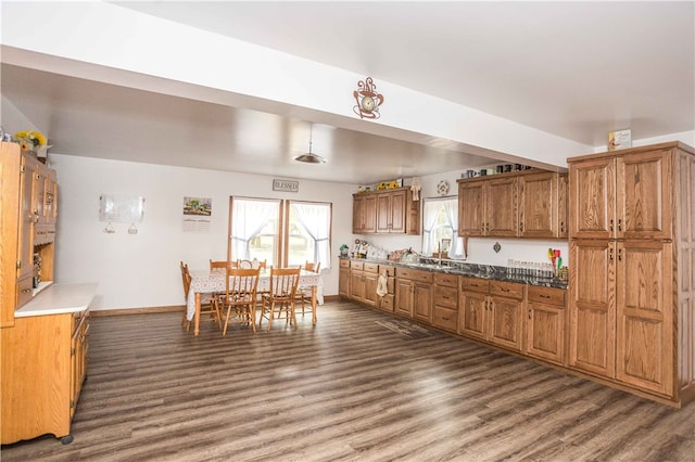 kitchen featuring sink and dark hardwood / wood-style flooring