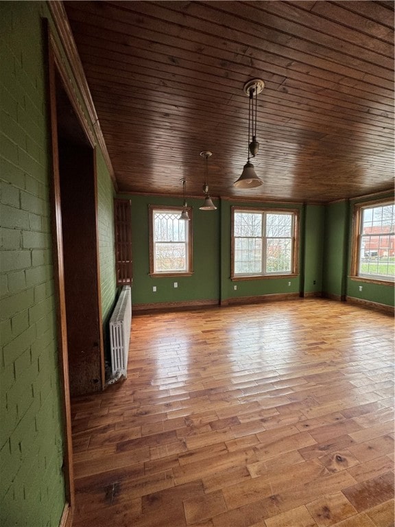 interior space with wooden ceiling, hardwood / wood-style flooring, and plenty of natural light