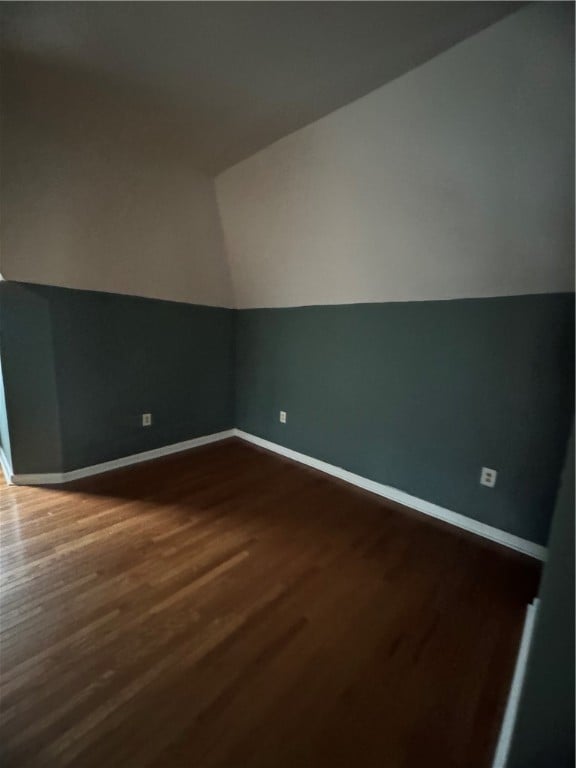 additional living space featuring vaulted ceiling and wood-type flooring