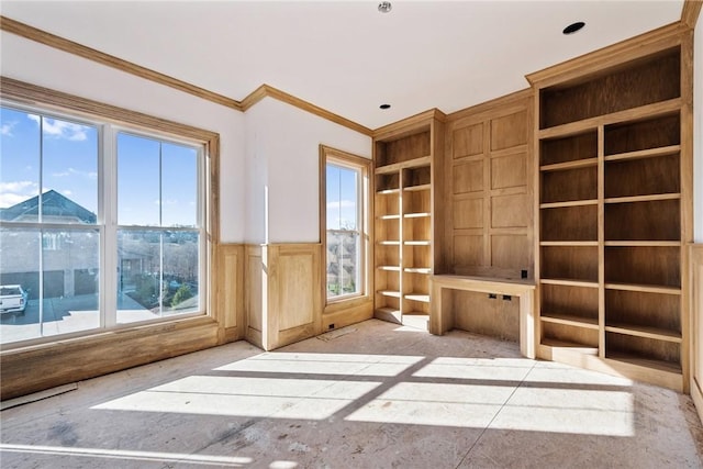 interior space featuring crown molding