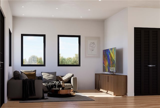 sitting room featuring light hardwood / wood-style floors