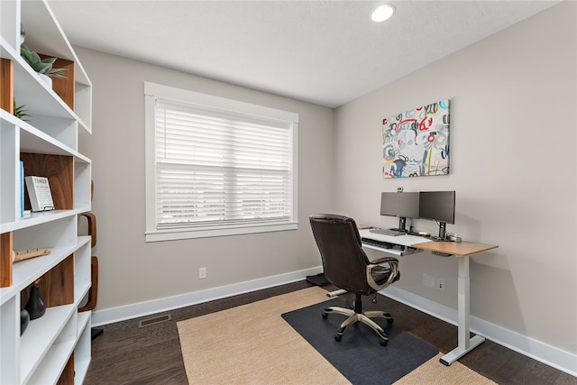 office featuring dark hardwood / wood-style floors