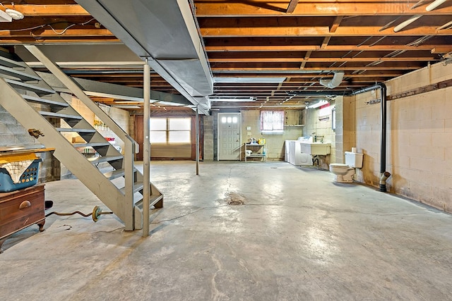 basement with sink