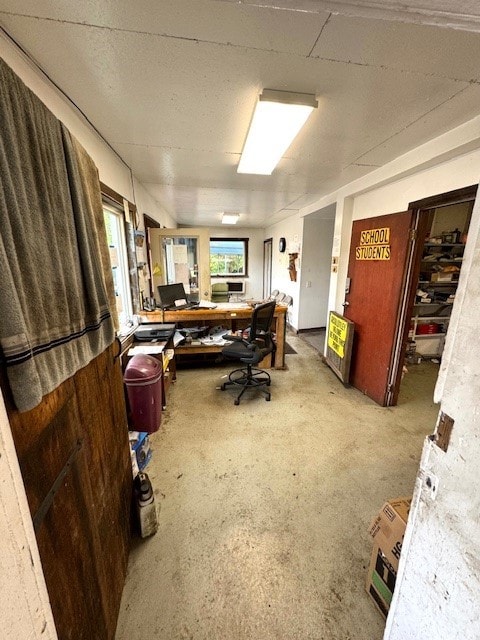 office space with concrete floors