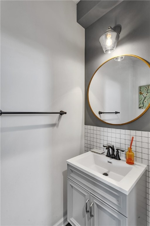 bathroom featuring backsplash and vanity