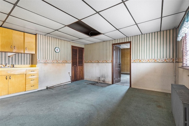 interior space featuring sink and radiator