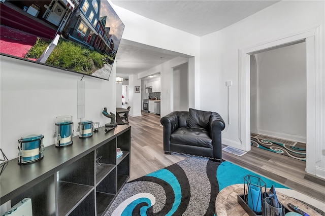 interior space with light hardwood / wood-style flooring