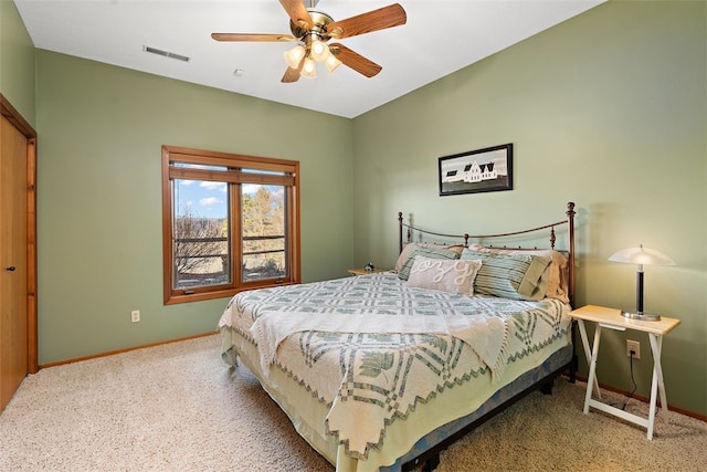 bedroom with carpet floors and ceiling fan