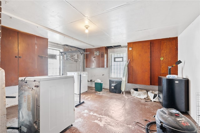 interior space with washing machine and dryer