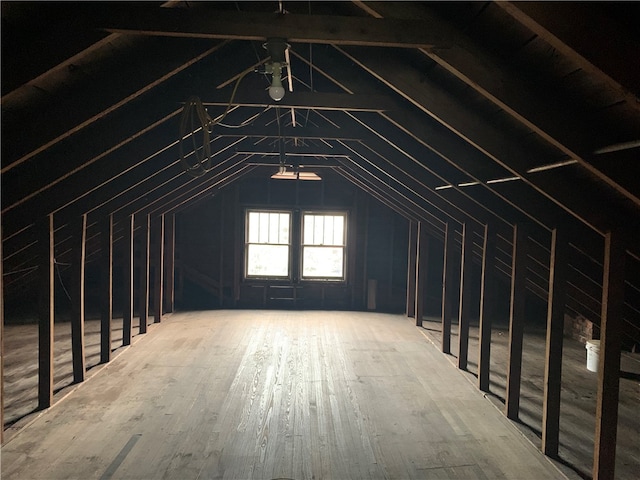 view of unfinished attic