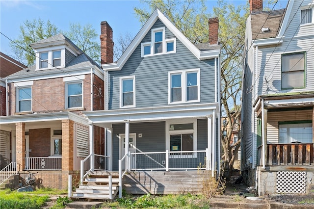 view of front of home featuring covered porch