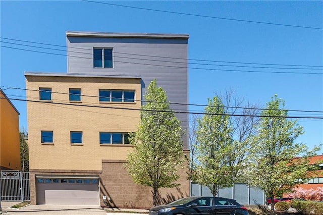 exterior space featuring a garage