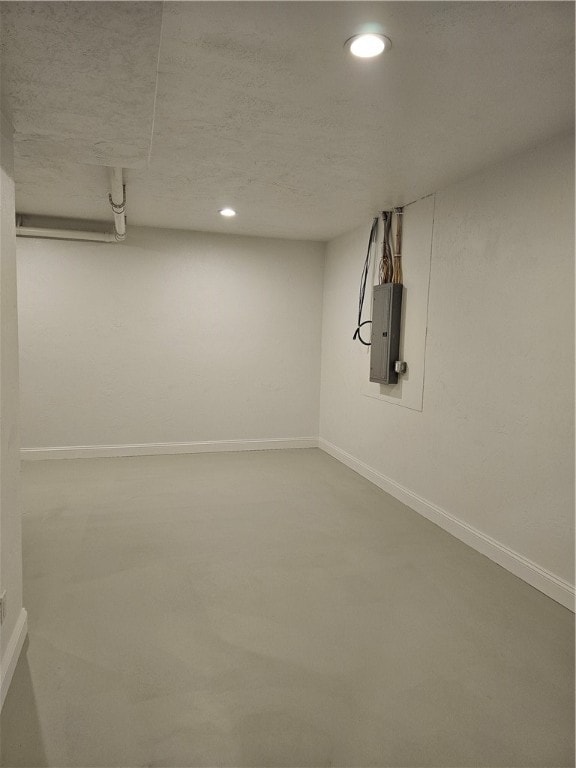 basement with electric panel