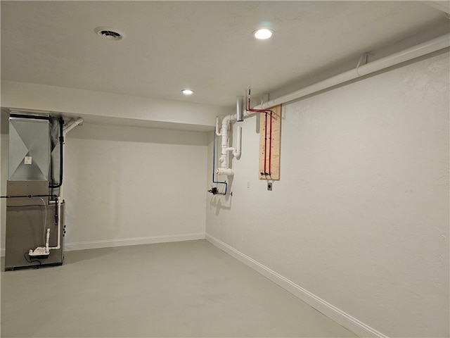 basement with heating unit