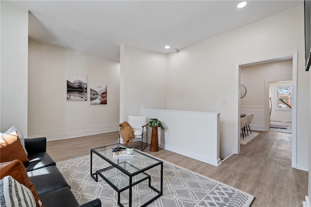 living room with light wood-type flooring