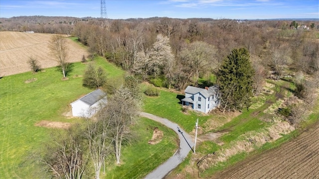 aerial view featuring a rural view