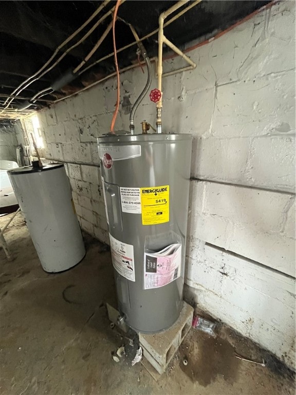 utility room featuring washer / clothes dryer and electric water heater