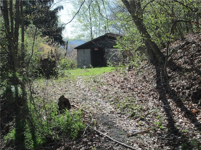 view of yard featuring an outdoor structure