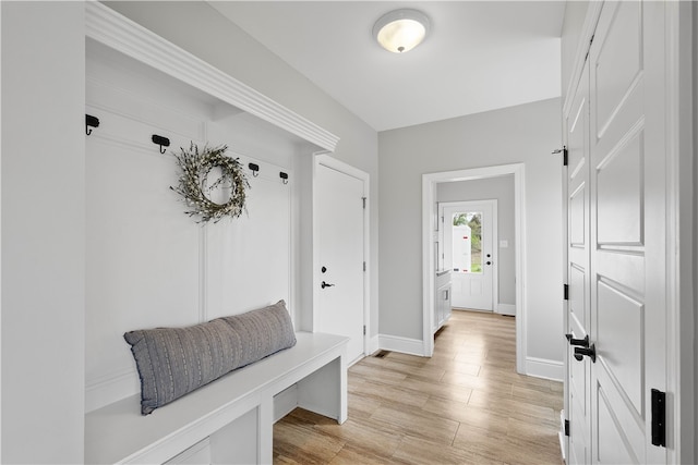 mudroom featuring light wood-type flooring