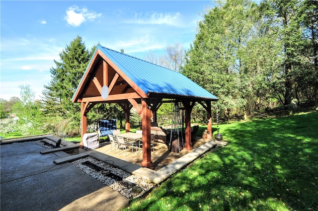 surrounding community featuring a patio, a yard, and a gazebo