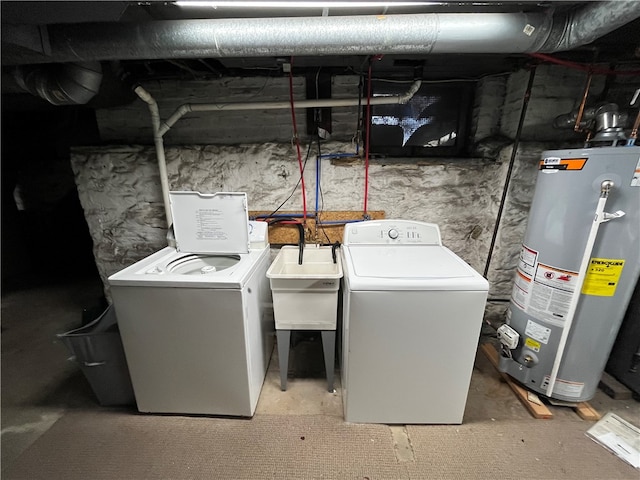 interior space featuring sink and gas water heater