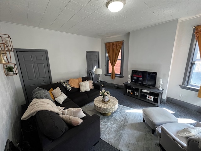 living room with carpet floors