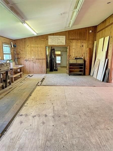 miscellaneous room featuring vaulted ceiling