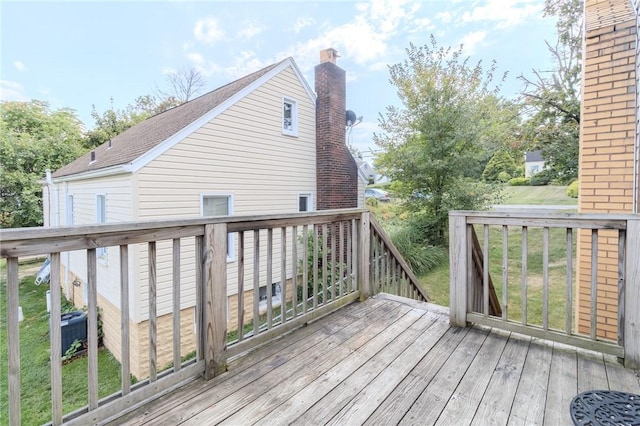 wooden terrace with cooling unit