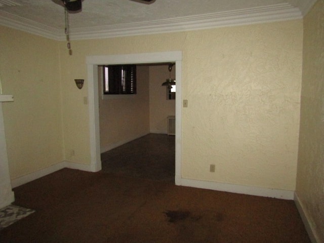 spare room featuring crown molding