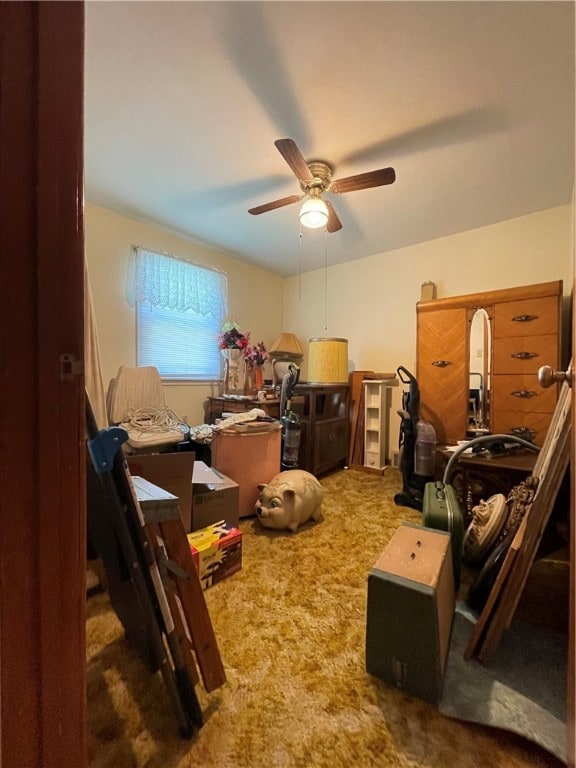 interior space featuring ceiling fan