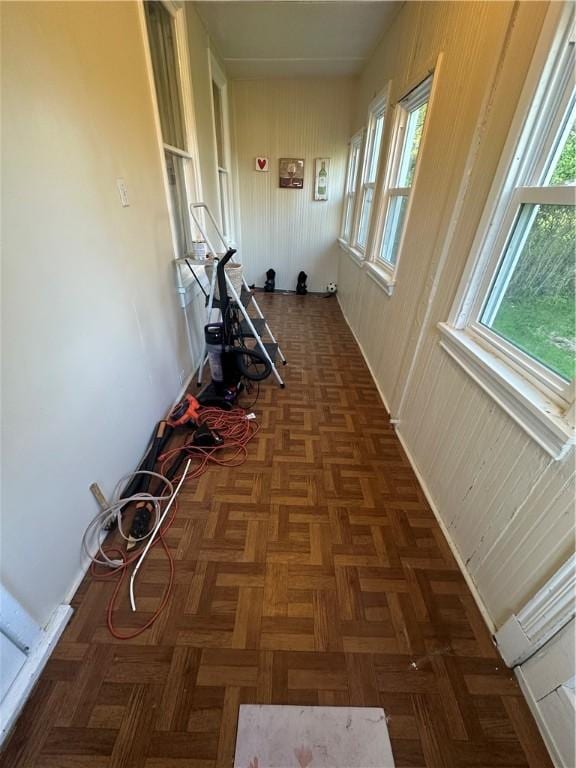 corridor with dark parquet floors