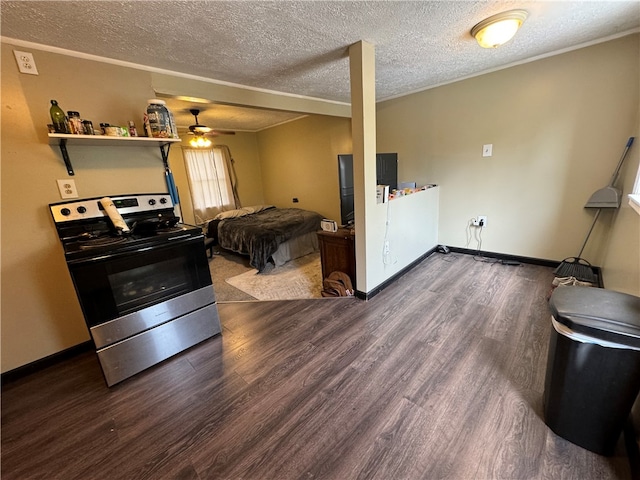 bedroom with a textured ceiling and hardwood / wood-style floors