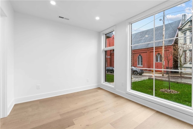 empty room featuring a healthy amount of sunlight and light wood-type flooring