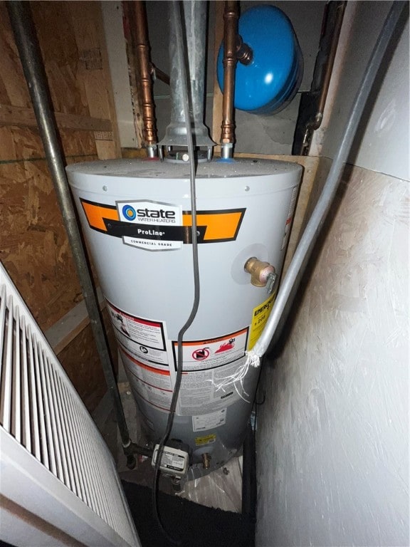 utility room with gas water heater