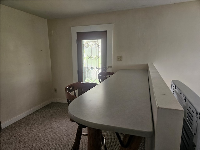 view of carpeted dining room