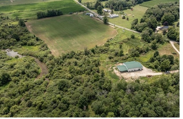 drone / aerial view with a rural view