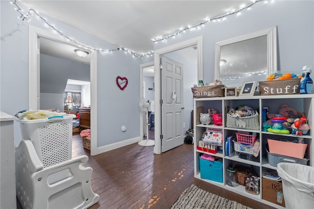 rec room featuring dark hardwood / wood-style floors