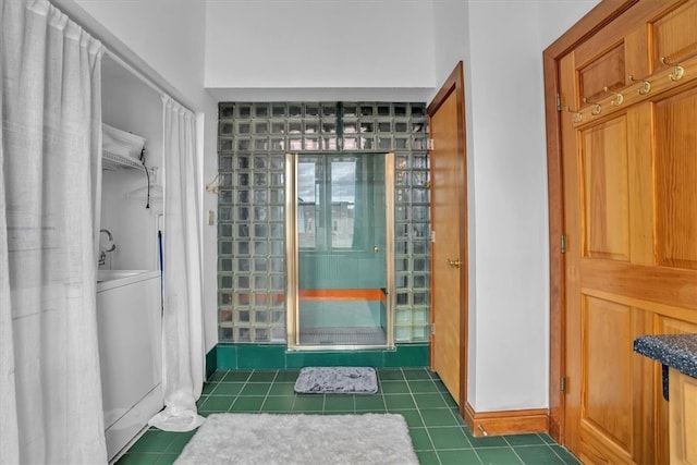 bathroom featuring tile floors and vanity