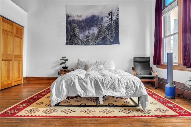 bedroom featuring a closet and hardwood / wood-style floors