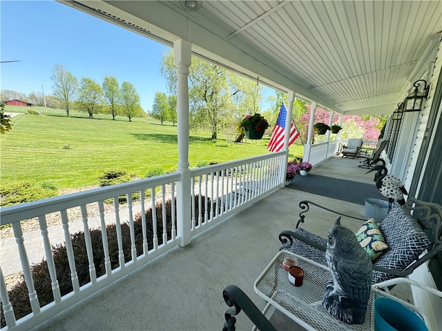 view of terrace featuring a porch