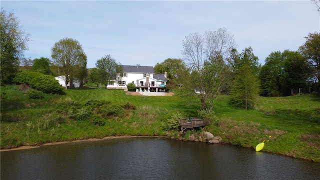 exterior space featuring a water view