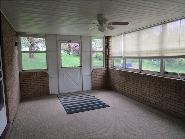 view of unfurnished sunroom