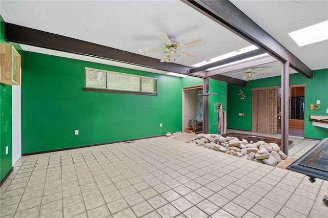 interior space featuring ceiling fan