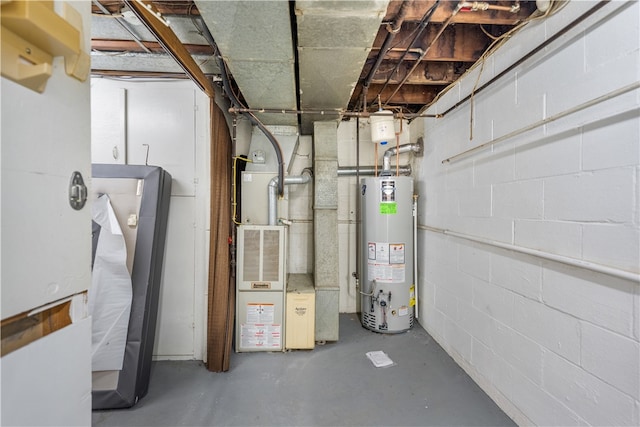 utility room with gas water heater