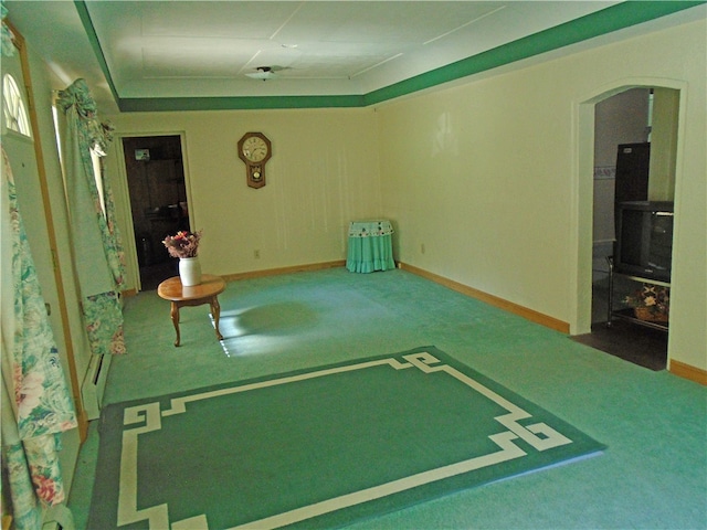 interior space with a tray ceiling